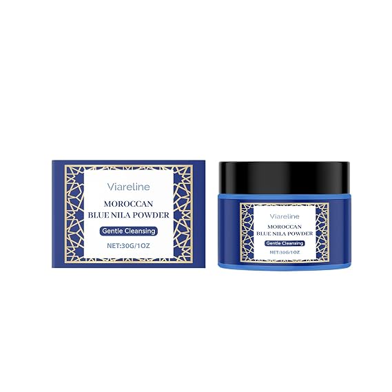 Moroccan Blue Nila Powder Peel-Off Face Mask, Gentle Cleansing, Brightening, with Alpha-Arbutin, 1 oz