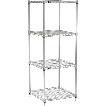 Nexel Adjustable Wire Shelving Unit, 4 Tier, NSF Listed Commercial Storage Rack, 24" x 24" x 63", Silver Epoxy