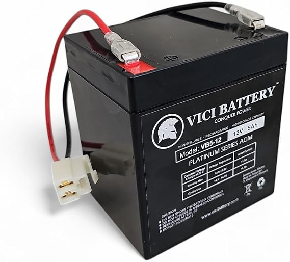 VICI Battery 12V 5Ah Sealed Lead Acid AGM Battery with Wiring Harness, Compatible with Razor MX125 Dirt Rocket Electric Dirt Bike