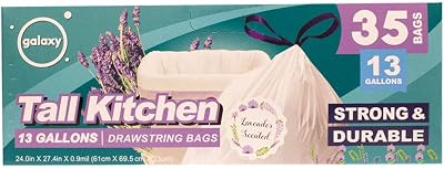 Galaxy 13 Gallons Drawstring Tall Kitchen Bag, Lavender Scent, 35 Count