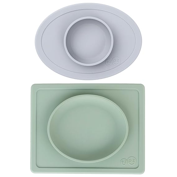 ezpz Tiny Plate + Tiny Bowl - baby essentials plate and bowl set