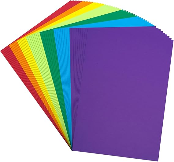 Colored Cardstock 8.5 in x 11 in,56 Sheet Classic Rainbow Index Paper 300 GSM/110 LB Cover HeavyWeight Card Stock Set of 7 Colors for Cutting DIY Kids Art Craft