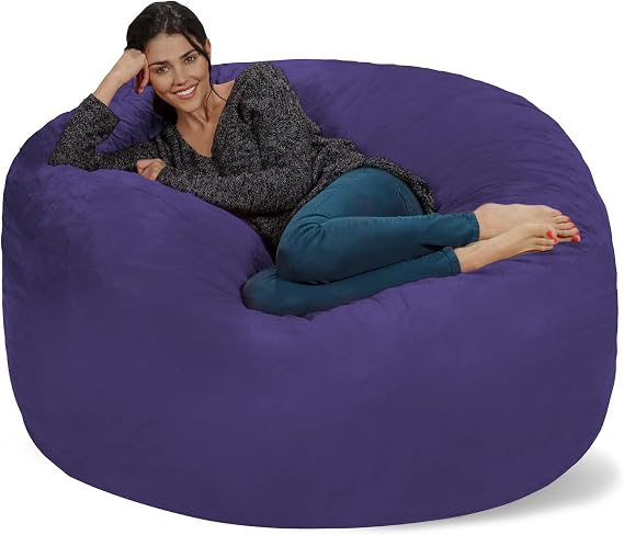 Chill Sack Bean Bag Chair: Giant 5' Memory Foam Furniture Bean Bag - Big Sofa with Soft Micro Fiber Cover - Grape