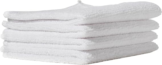 Furniture Clinic White Microfibre Cloths (4 Pack) - Streak & Lint Free Multipurpose Cleaning Cloths - Absorbent, Reusable & Washable - Use on Glass Surfaces - For Furniture, Kitchen & Car - 25 x 20cm