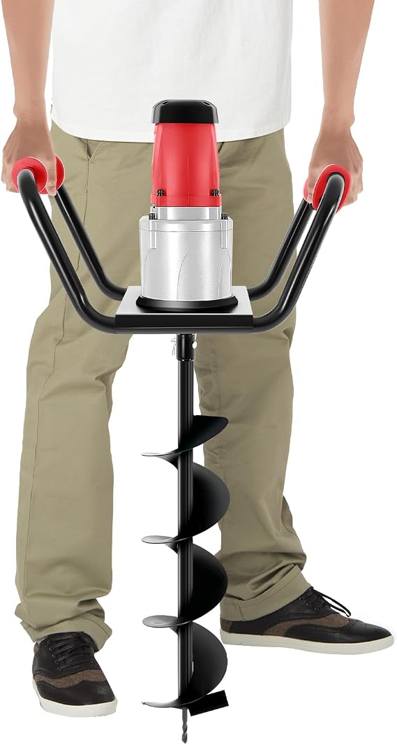 1500w Electric Post Hole Digger, Auger Post Hole Digger with 6" Bit Set, Auger Digging Tools with 3/4" Shaft for Farmland Garden Plant