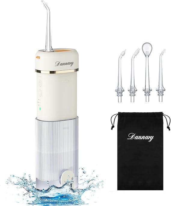 Water Dental Flosser for Teeth, Cordless Oral Irrigator Waterflosser, Rechargeable Water Teeth Cleaner Pick,Home & Travel Collapsible Water Flossers for Teeth & Braces Care(White)