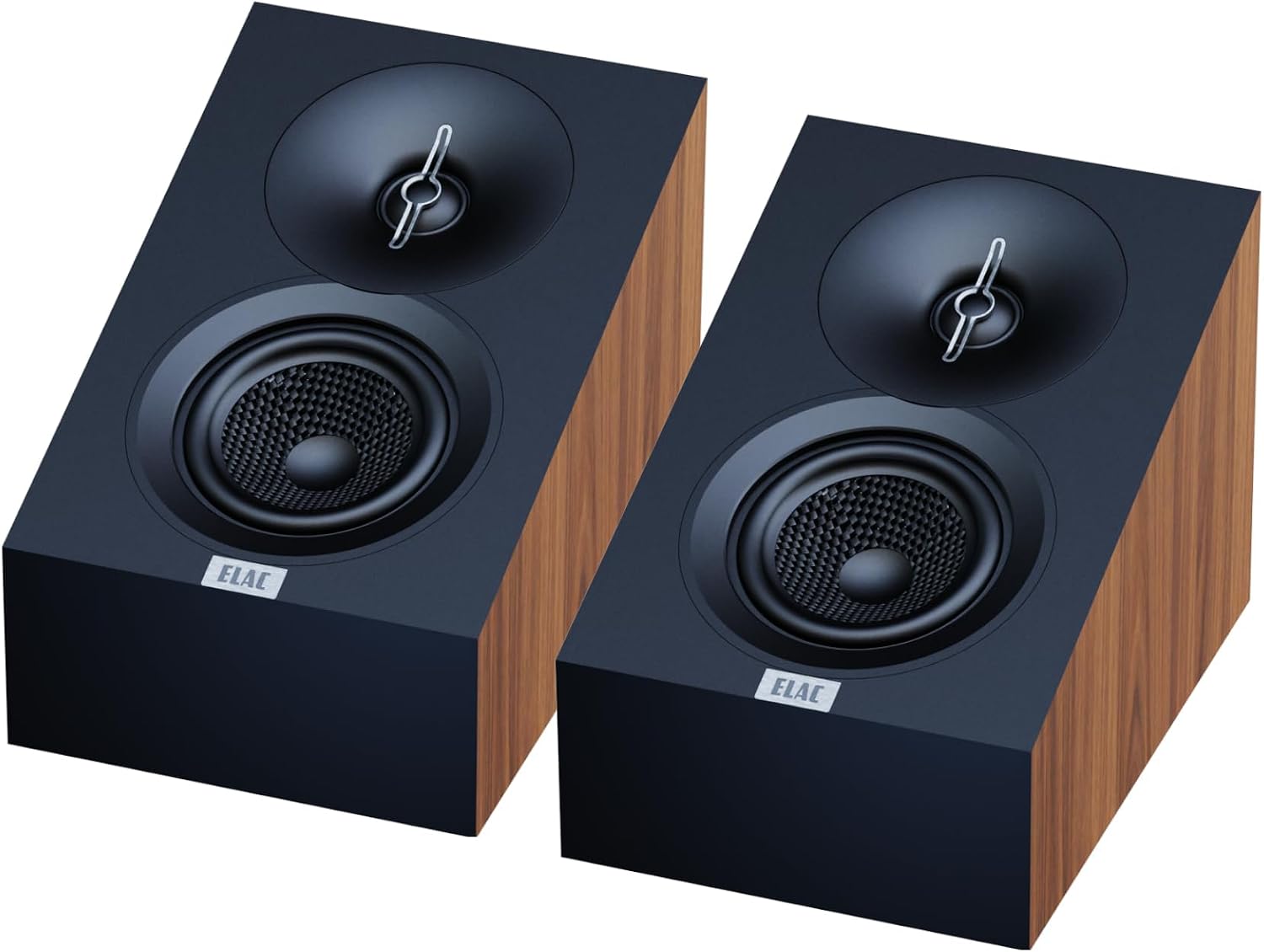 ELAC Debut 3.0 DA43-WN Atmos-Enabled On-Wall Speakers, Walnut Pair - 1” Aluminum Dome Tweeter & 4” Aramid Fiber Woofer - 2-Way Bass Reflex - 48Hz to 38KHz Response