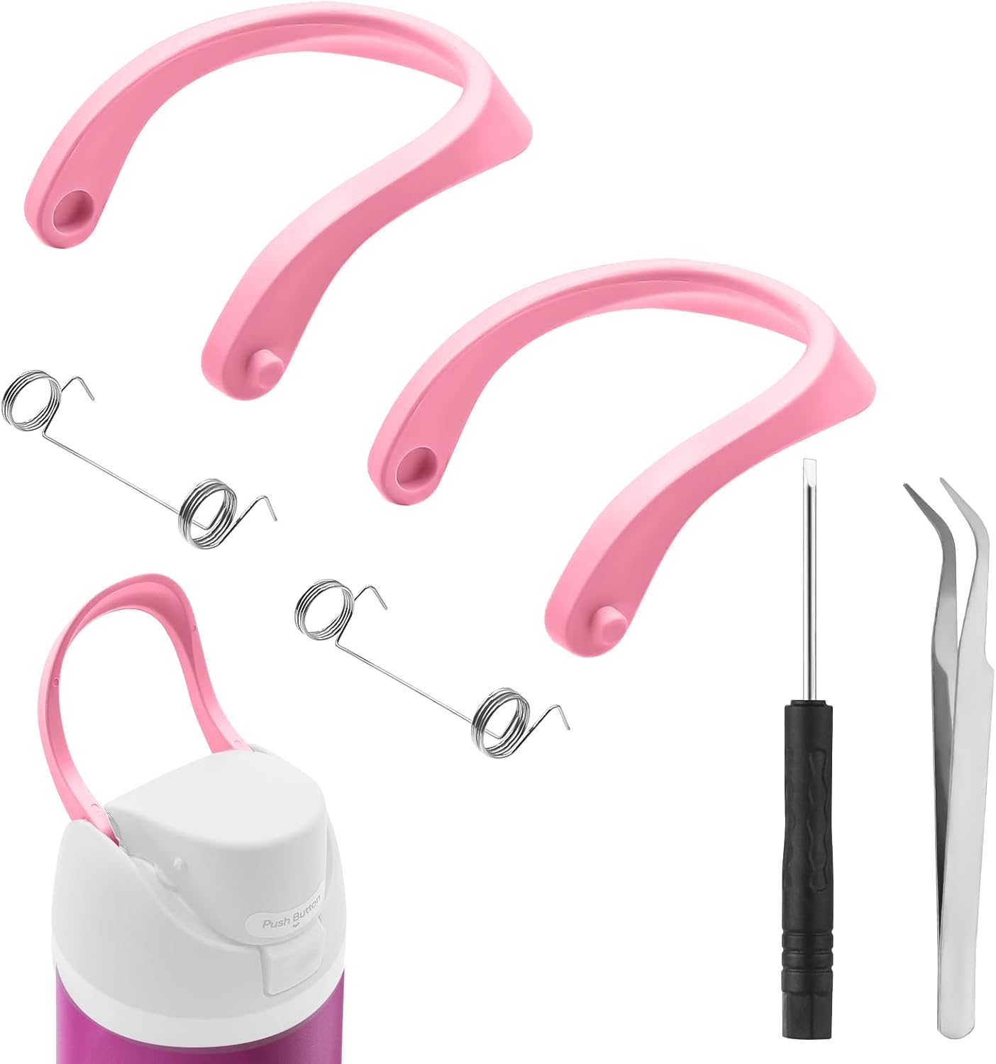 2pcs Handles for Owala FreeSip 24oz 32oz, Water Bottle Cap Carry Loop Handle, Replacement Parts for Owala Cup 16/25/40oz Easy Bottle Top Lid Cap Replacement Accessories, BPA-Free(Pink)