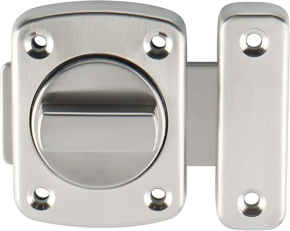Alise Gate Latch Slide Bolt Latches Lock,Large Size Safety Double Sided Rotate Gate Hardware,SUS304 Stainless Steel Gate Latch for Storage Box, Cabinet,Shed Door,Brushed Finish,78mmx65mm MS250U-LS