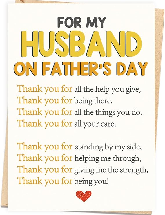 Romantic Fathers Day Card for Husband, Gift from Wife | Funny Husband Fathers Day Card, Premium Cardstock With Envelope, Personalized Gift from Wife for Men Holiday Celebration