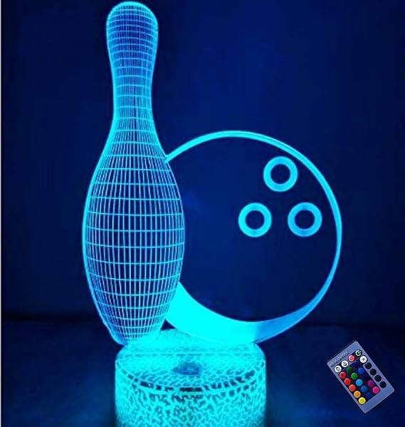 Optical Illusion 3D Bowling Bottle Night Light 16 Colors Changing USB Power Remote Control Touch Switch Decor Lamp LED Table Desk Lamp