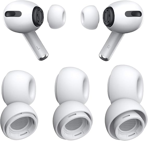[3 çift] Airpods Pro/Airpods Pro 2 nesil için yedek kulak uçları, gürültü azaltma delikli ve dahili toz koruma ekranı, Airpods Pro için taşınabilir saklama kutusu (S/M/L) ile silikon kulak uçları