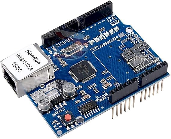 DEVMO W5100 Ethernet Network Shield LAN for Ar-duino Expansion Board Module with SD Card Slot Compatible with Ar-duino UNO MEGA2560 UNO R3 ATMega 328 MEGA 1280
