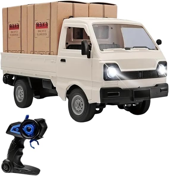 Giffy/Uzaktan Kumandalı RC Kamyonet,Yük Taşıma Aracı,Sesli,Işıklı,Şarjlı,(Pil Hediyeli),2.4 Ghz Araç, Koli Taşıyabilen Nakliye Kamyoneti (Beyaz)