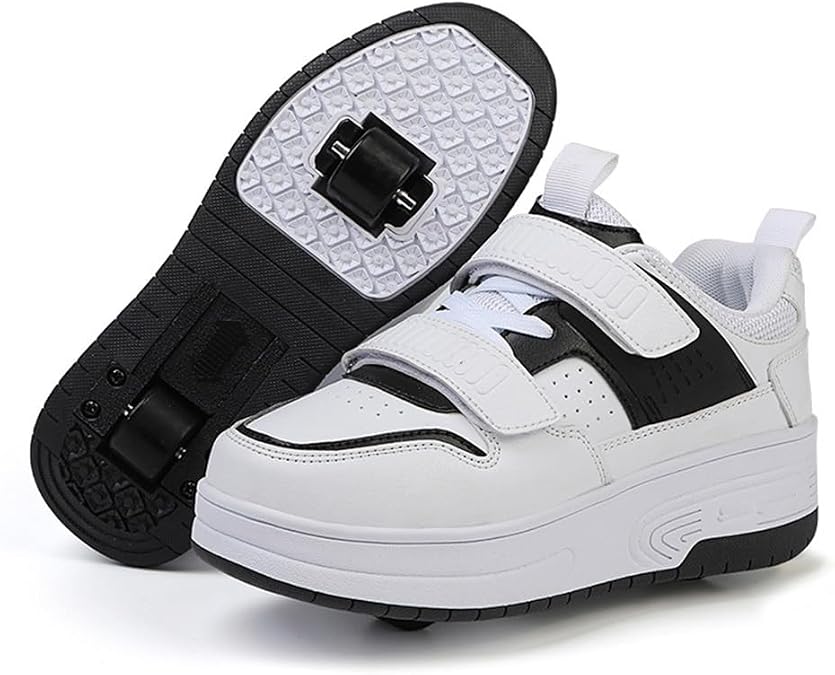 Young Adults Roller Skate Shoes Retractable Skateboarding Outdoor Pulley Shoes 2 in 1 Multisport Outdoor Running Gymnastics Sneakers Fashion Skateboard 
