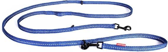 EzyDog Vario 6 Multi-Function Dog Leash with Snap Hook and Reflective Stitching - Perfect for Running, Walking, and Traffic Control - Hands-Free, Double Dog, and Tethering Capabilities (Lite, Blue)