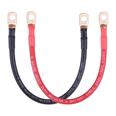 iGreely 6 Gauge Battery Cable, Flexible Pure Copper 6 AWG Welding Battery Wires with 516 Lugs Heavy Duty Cable for Solar Automotive RV Marine Boat,DIY for Replacement Parts & Accessories 1ft30cm