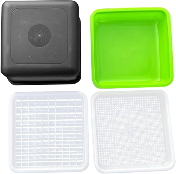 Peanut Sprout Case Seedling Pot Planting Tray for Home Garden Greenhouse Growing Sprouts Beans Peas 6.69x6.69x6.10 Inch- 4pcs