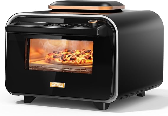KINGWISE Pizza Oven, Pizza Maker with 5 Preset Modes, Adjustable Time & Temp to 400°C, Pizza Oven Indoor with 13 Inch Pizza Stone, Complete Pizza Making Set Included