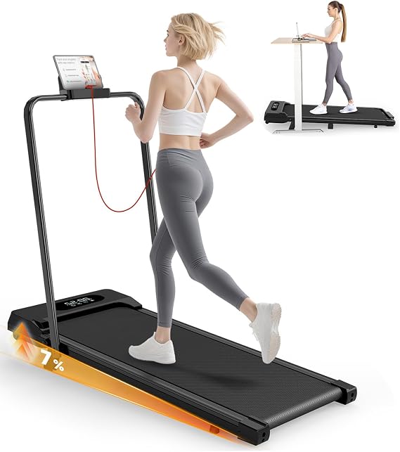 HomeFitnessCode Folding Treadmill, 2.5HP Walking Pad Motorized Electric Under Desk Treadmills for Home with LED Display & Remote, Adjustable Speed, 140KG Capacity, No Assembly