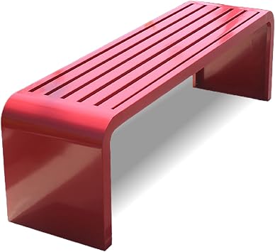 ARMERI Outdoor Backless Bench, Weatherproof Outdoor Bench, Metal Garden Patio Porch Bench 100/120/150/180cm for Lawn, Balcony, Front Door, Outdoor,Red,100x40x45cm