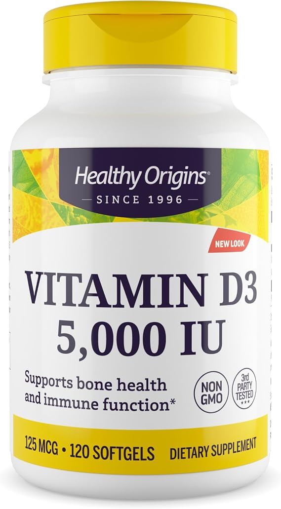 Healthy Origins Vitamin D3 5,000 IU, Non-GMO, 120 Softgels