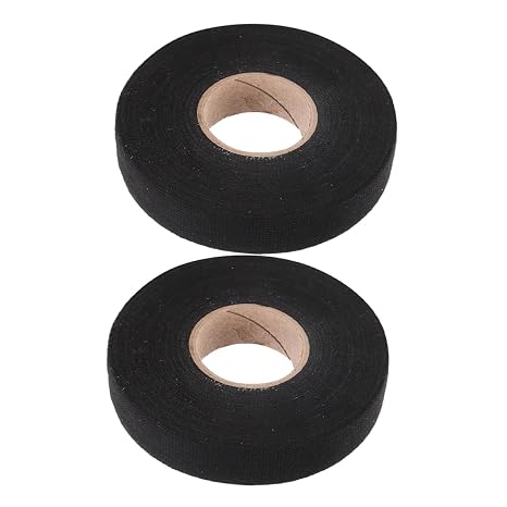 2 Rolls Black Lint Wiring Insulation Tape for Car Engine Wire Protection