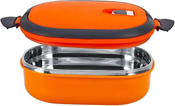 Walfront Thermal Lunch Box Stainless Steel Insulated Food Container 1-Layer Orange Box