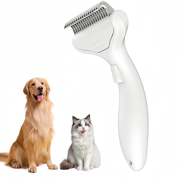 Undercoat Rake for Dogs & Cats, SelfClean Deshedding Brush, Dematting Comb