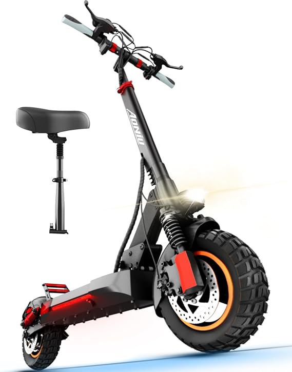 M4 Electric Scooter for Adults Escooter with Seat Off Road E Scooter Fast 25-30mph 300 Lbs+ Heavy Duty Electric Scooters 15Ah Long Range 40 Miles All Terrain Foldable for Teens Commuting