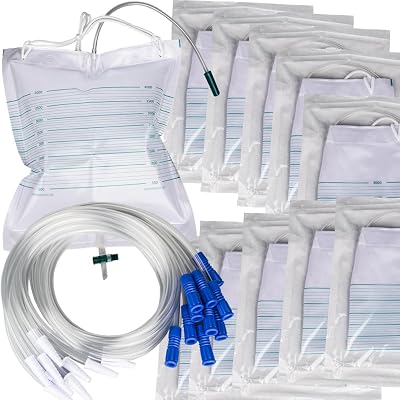 VWJ 10 Packs Urinary Drainage Bags, 4000mL Urinary Bags with 10PCS 36-inch Extension Tubes, Large Volume Anti-Reflux Drain Bags, Overnight Collector Urine Bags for Health Aids