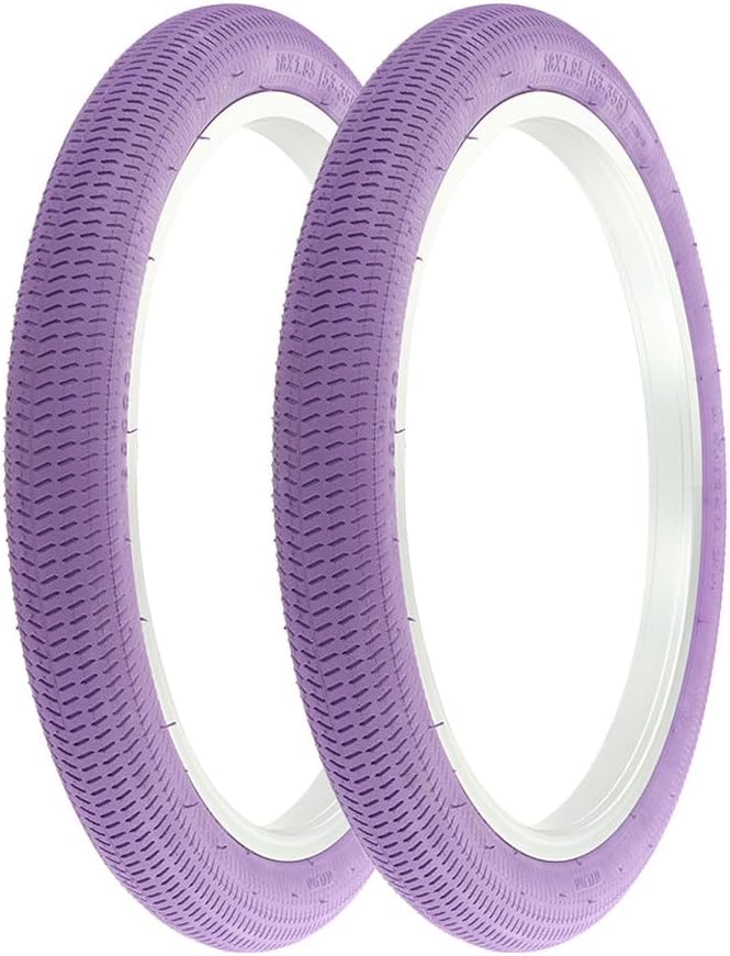 2 PRO HIGH Performance Bicycle BMX Tires 18 X 1.95 All Purple, BMXFreestyle Tread