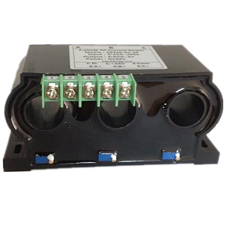 3-Phase AC Current Sensor Transducer Transformer Transmitter with 3 Element 0-20A AC Output 0-5V DC