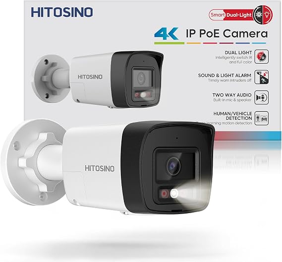 4K Outdoor Bullet PoE Camera - 8MP Active Deterrent IP Camera, Smart Color Night (98ft), 2-Way Audio, Human/Vehicle Detection, Full Metal IP67, 127 Wide Angle, 120dB WDR, Hik-Connect/SADP