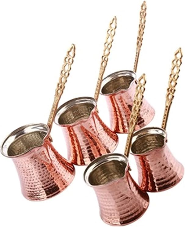 Turkish Coffee Pot, Greek Arabic Coffee Maker, Hammered Copper Coffee Cezve, Small Pot, Stove Top Coffee Maker (5 Pot set)