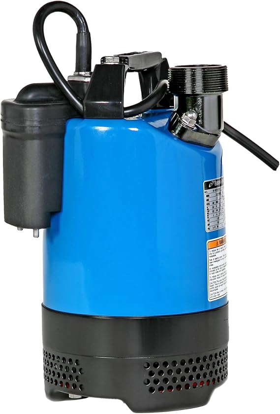Tsurumi Pump LB-800A Submersible Dewatering Pump with Relay Switch 1 HP 115V 2" Discharge for Construction Dewatering | 80 GPM / 4800 GPH