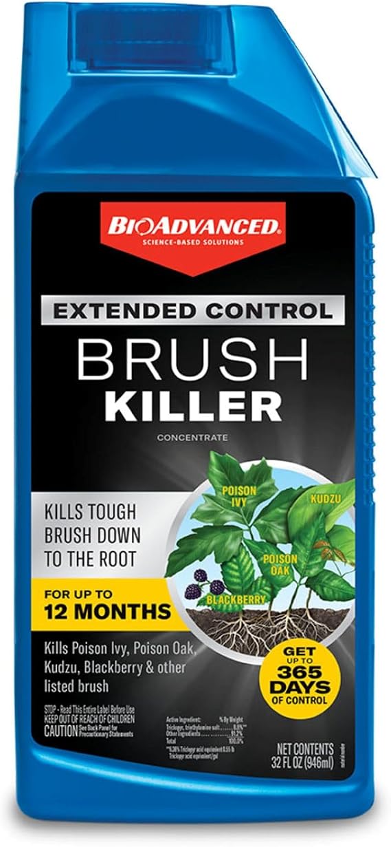 BioAdvanced Extended Control Brush Killer Concentrate - 32 oz Bottle | Mix and Spray - Kills Poison Ivy and Kudzu - Up to 365 Day Control - Rainproof in 4 Hours