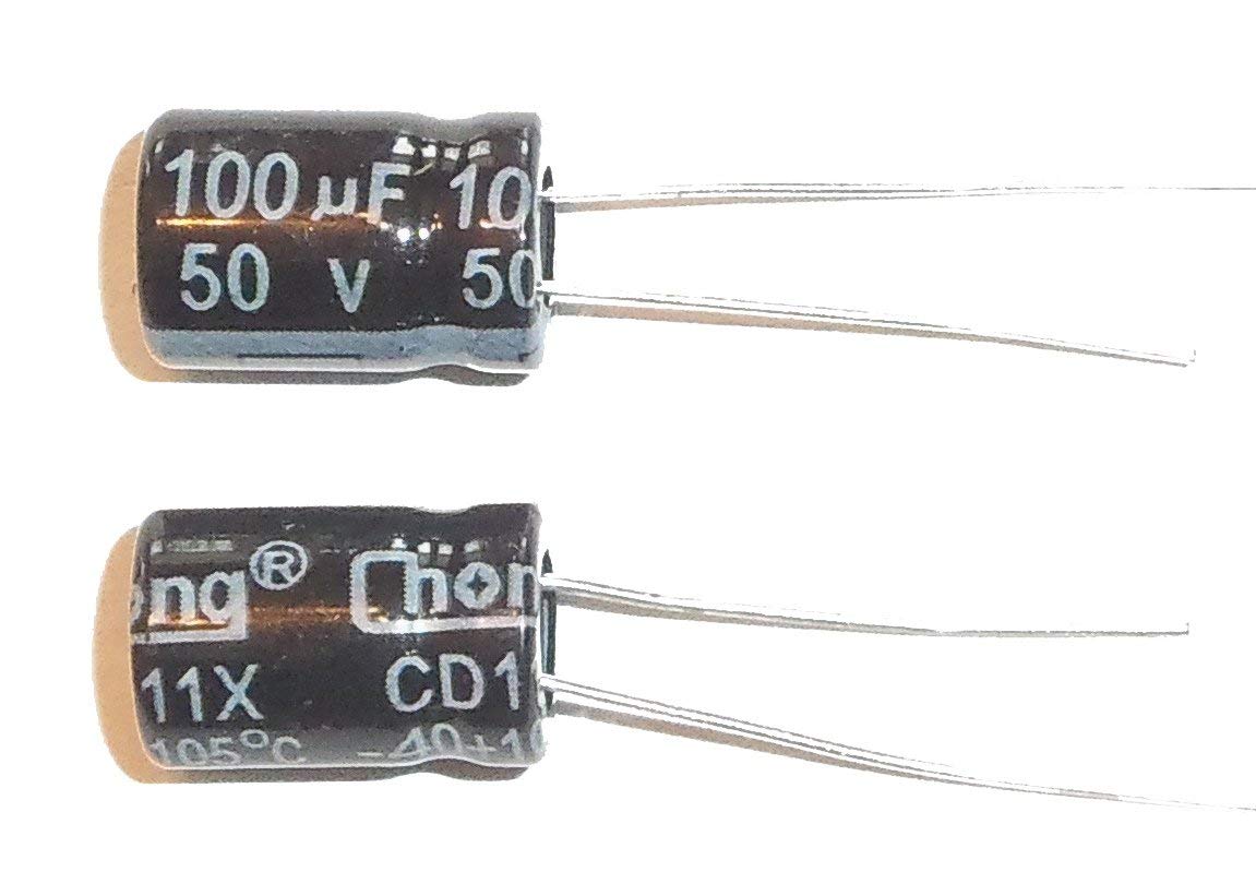 E-Projects B-0002-D09 Radial Electrolytic Capacitor, 100uF, 50V, 105 C Pack of 5