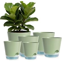 GARDIFE 2026 Upgraded Self Watering Plant Pots with Drainage Hole, 7/6.5/6/5.5/5/4 Inch Flower Planting Containers for House Plants, African Violet, Flowers, Cactus, Green