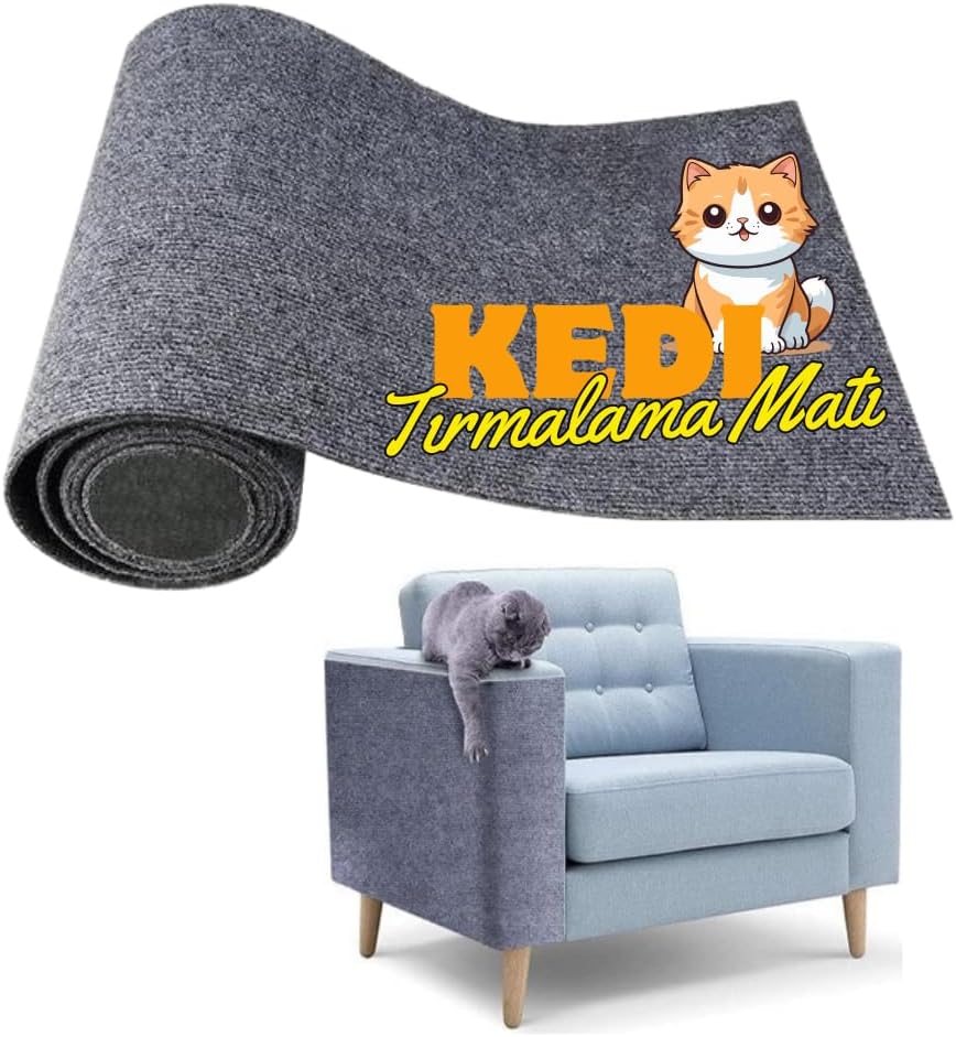 BEYLINİ Cat Scratching Carpet Adhesive Cuttable Furniture Protective Mat Applicable to All Surfaces Grey, 40x50