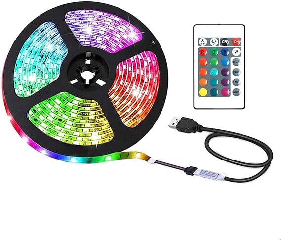 USB Led Strip Lights, 16 Colors, 24Key Infrared Remote Control, DIY (6.56feet/2m) [Energy Class A]