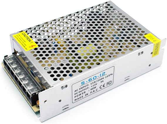 inShareplus 12V 60W LED Power Supply, DC Switching Power Supply, 100-240V AC to DC 12 Volt LED Driver, Converter, 5A 60W Transformer for LED Strip Light, Computer Project,