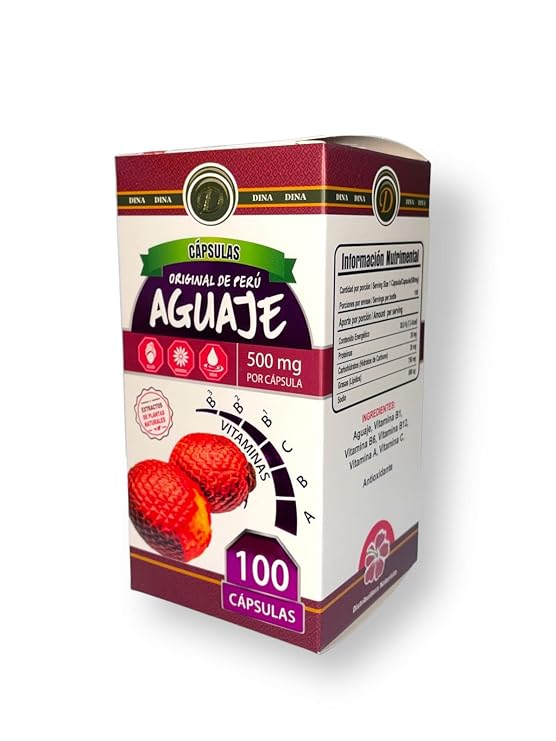 Aguaje del Peru, 100 Capsules of 500 mg each, Bottle Format for Daily Routine and General Wellness Support