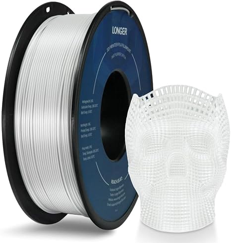 PLA Filament 1.75mm Pla 3D Printer Filament, 2.2lbs (1kg) 3D Printing Filament White Dimensional Accuracy +/- 0.02 mm 1-Pack