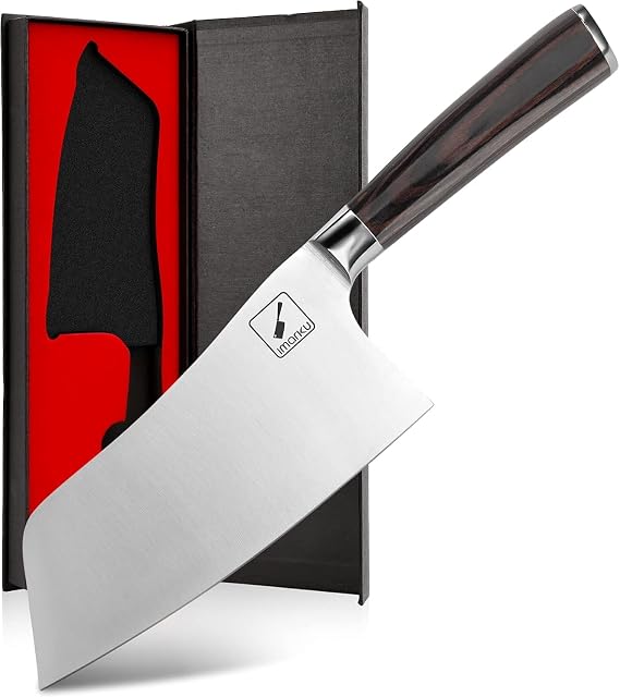 imarku 7" Meat Cleaver, Japanese SUS440A Steel, Ultra Sharp Butcher Knife