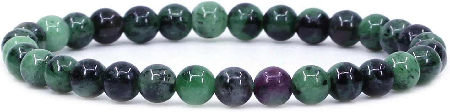 Keleny Gem Semi Precious Gemstones 6mm Round Beads Crystal Fashion Stretch Bracelet 7 Inch Unisex