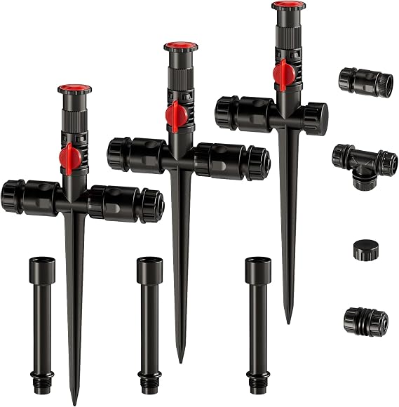 Flexible Sprinkler System, Above Ground DIY Irrigation Kit | 360 Large Area Coverage, Ideal for Plant and Flower Bed Watering, 50ft Garden Hose Included