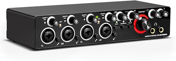 Studio-Grade Interface Sound Card for Live, Mixing with 24-Bit / 192kHz Sampling Rate Mixer External Studio