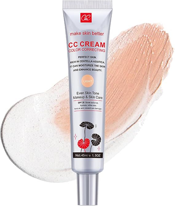 CC Cream with Centella Asiatica - CC Cream Foundation Color Correcting Spf 25 - Lightweight CC Red Correct Skin Perfector - Korean Skincare and Makeup Cream, Moisturizes, Blurs Skin, Luminous Finish