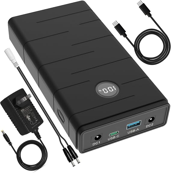 Talentcell 12V 7000mAh Portable Power Bank, 76.65Wh Capacity, PD 45W USB-C, USB-A and DC Output port, Multiple Out for Raspberry Pi 5/LED Strip/CCTV Camera/Telescope, Smartphone, with 12.6V 2A Charger